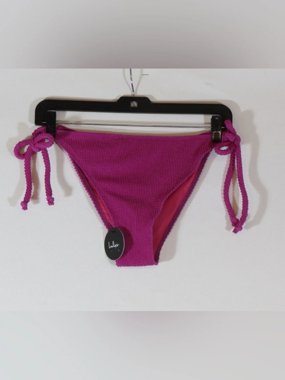 Lulu's Sea You Later Magenta Crinkle Side-Tie Bikini Bottoms - Picture 1 of 4